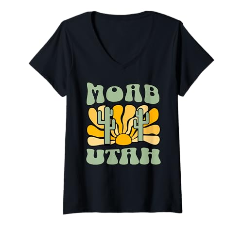 Damen Moab T-Shirt mit V-Ausschnitt von Moab Utah USA Outdoor Vintage