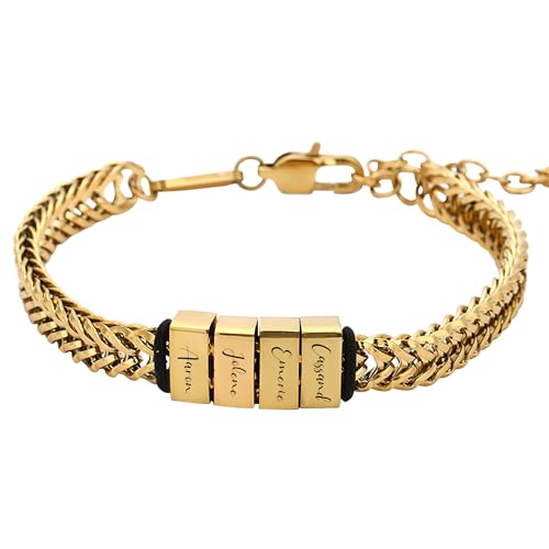 Moainut Personalisiertes Armband mit 1-4 Namen,Graviertes Armband für Männer,benutzerdefiniertes Geschenk zum Vatertag von Moainut