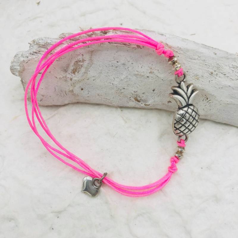 Armband Macramee Ananas Pink von MoandaSchmuck