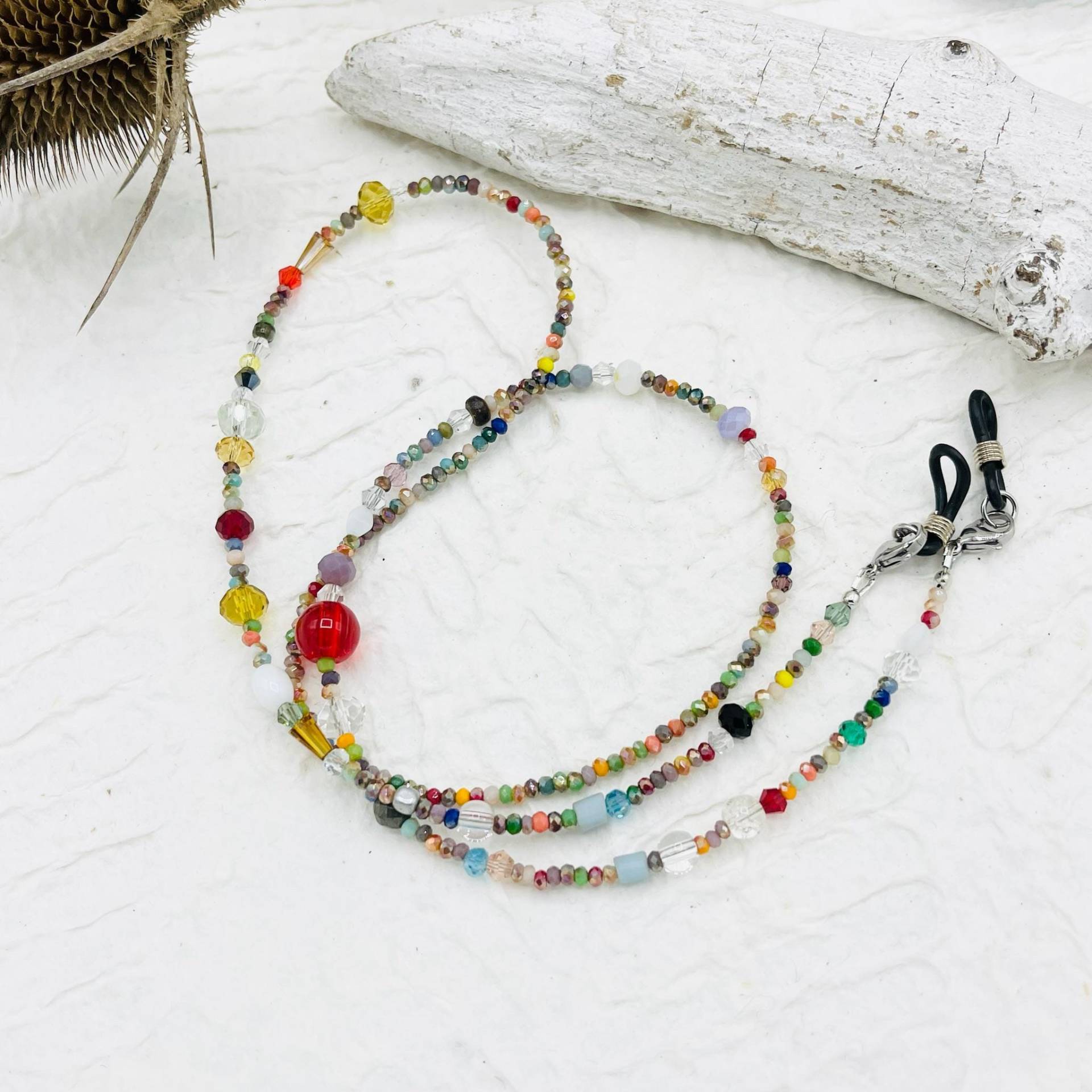 Brillenkette, Bunte Glasperlen, 2 in 1, Auch Als Kette Tragbar von MoandaSchmuck