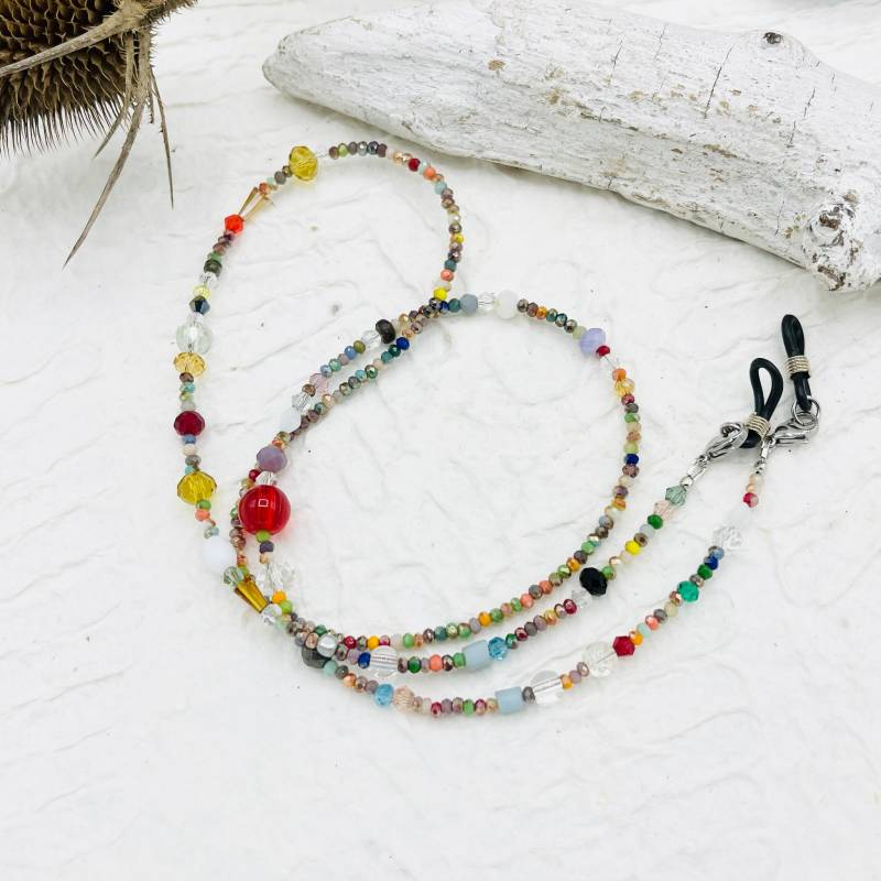 Brillenkette, Bunte Glasperlen, 2 in 1, Auch Als Kette Tragbar von MoandaSchmuck