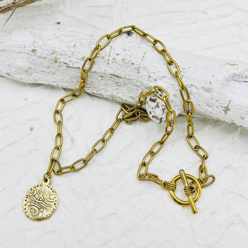 Kurze Kette Gliederkette Messing Paperclip Chain Ethnoanhänger Kurze Kette Gliederkette Messing Paperclip Chain Ethnoanhänger von MoandaSchmuck