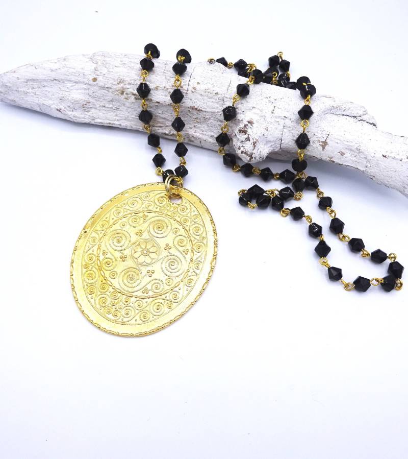 Lange Kette Schwarz/Gold von MoandaSchmuck