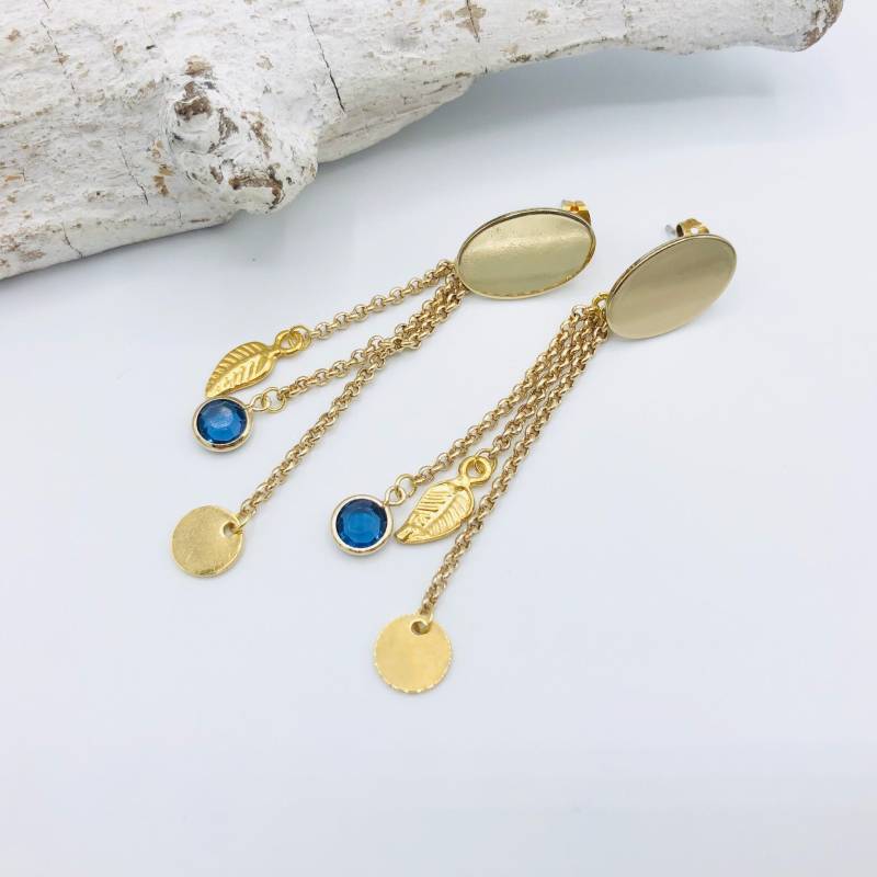 Ohrhänger Gold Blatt Kristall von MoandaSchmuck