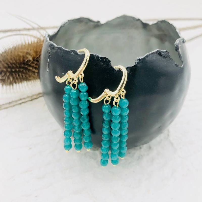 Ohrhänger Ohrringe Chandelier Smaragdgrün Edelstahl Gold Ohrhänger Ohrringe Chandelier Smaragdgrün Edelstahl Gold von MoandaSchmuck