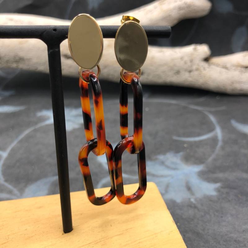 Ohrhänger Resin Ornament Schildpattoptik Oval Ohrhänger Resin Ornament Schildpattoptik Oval von MoandaSchmuck