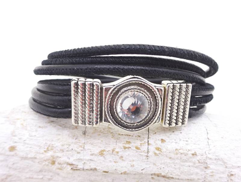 Wickelarmband Schwarz Glasschliffstein Wickelarmband Schwarz Glasschliffstein von MoandaSchmuck