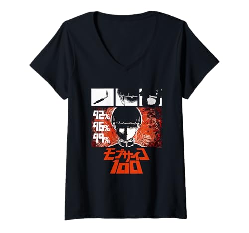 Damen Mob Psycho 100 Emotion Power Percentage Collage Anime T-Shirt mit V-Ausschnitt Damen Mob Psycho 100 Emotion Power Percentage Collage Anime T-Shirt mit V-Ausschnitt von Mob Psycho 100