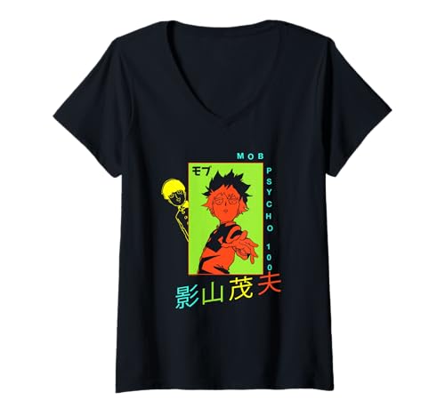 Damen Mob Psycho 100 Neon Colors Collage Anime T-Shirt mit V-Ausschnitt Damen Mob Psycho 100 Neon Colors Collage Anime T-Shirt mit V-Ausschnitt von Mob Psycho 100