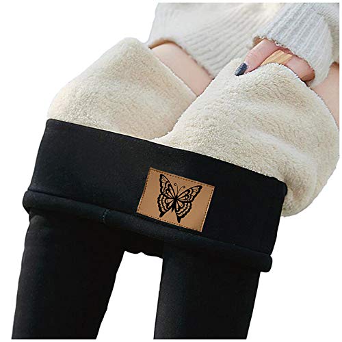 Damen Winter-Leggins Warm-Gefüttert-Thermo-Leggings High-Waist with-Fleece-Strumpfhose: Dicke Strumpfhosen Blickdicht Lang Fleece Pyjamahose Warm Haushose Thermoleggins Strumpfleggings Thermohose Blic von Mobanna