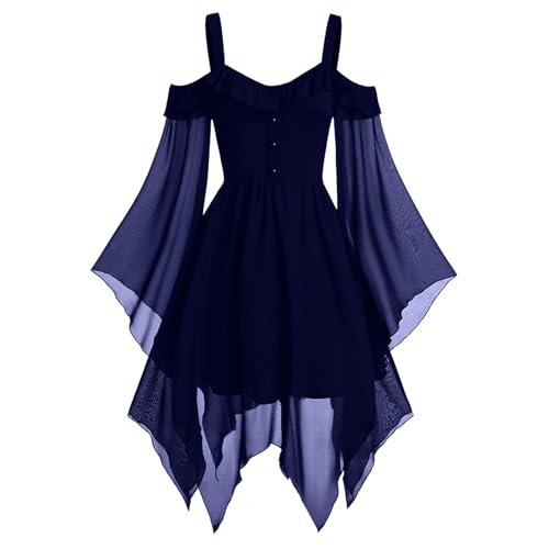 Elfenkleid Damen Cosplay Halloween Kostüm - Hexenkostüm Feen Elfenkostüm Viktorianisches Kleid Renaissance Traditionelles Irisches Kleid Elfen Kostüm Gothic Für Karneval von Mobanna