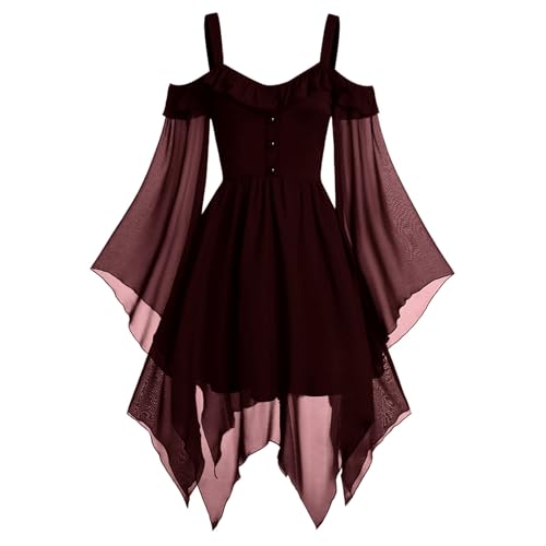 Elfenkleid Damen Cosplay Halloween Kostüm - Hexenkostüm Feen Elfenkostüm Viktorianisches Kleid Renaissance Traditionelles Irisches Kleid Elfen Kostüm Gothic Für Karneval von Mobanna