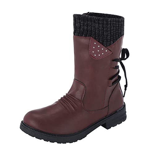 Mobanna Damen-Stiefel Hohe-Stiefel Lange-Stiefel Boots: Mit Absatz Sexy Flach Winterstiefel Wasserdicht Lässige Overknee Bequeme Westernstiefel Seitlicher Reißverschluss Gefüttert Gummistiefel von Mobanna