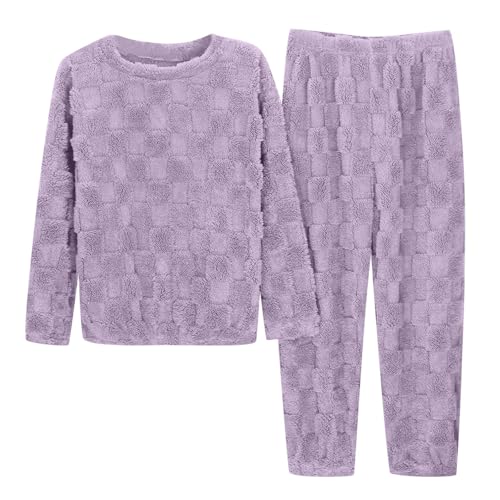 Kuschel Jumpsuit Damen Flauschig, Jumpsuit Damen Fleece Warm Hausanzug Flanell Loungewear Thermo Frauen Pjs Kuschelanzug Pyjama Set Flauschig Freizeitanzug Nachtwäsche, Lila von Mobanna