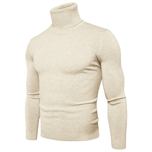 Mobanna Rollkragenpullover für Herren Slim Fit - Longsleeve Strickpullover Feinstrick Pulli Ohne Kapuze Männer Sweater Basic Rollkragenshirt Elastisch Arbeitspullover Winter Warm Sweatshirt M-3XL von Mobanna
