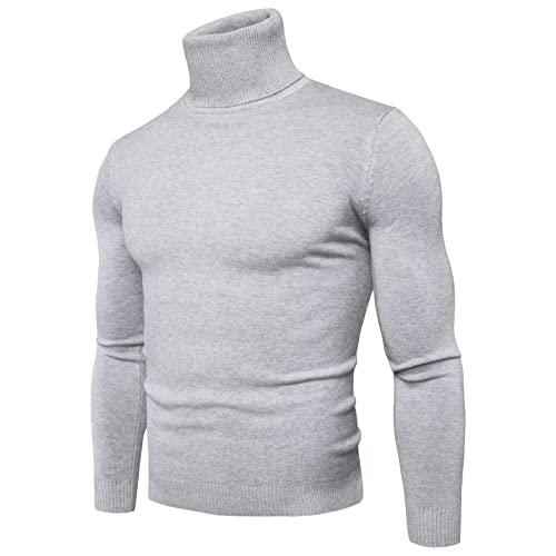 Mobanna Rollkragenpullover für Herren Slim Fit - Longsleeve Strickpullover Feinstrick Pulli Ohne Kapuze Männer Sweater Basic Rollkragenshirt Elastisch Arbeitspullover Winter Warm Sweatshirt M-3XL von Mobanna