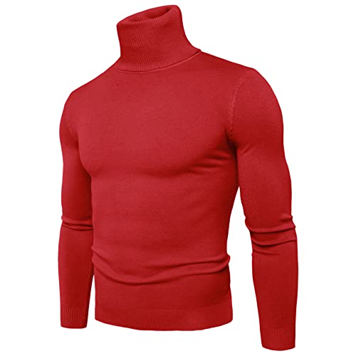 Mobanna Rollkragenpullover für Herren Slim Fit - Longsleeve Strickpullover Feinstrick Pulli Ohne Kapuze Männer Sweater Basic Rollkragenshirt Elastisch Arbeitspullover Winter Warm Sweatshirt M-3XL von Mobanna