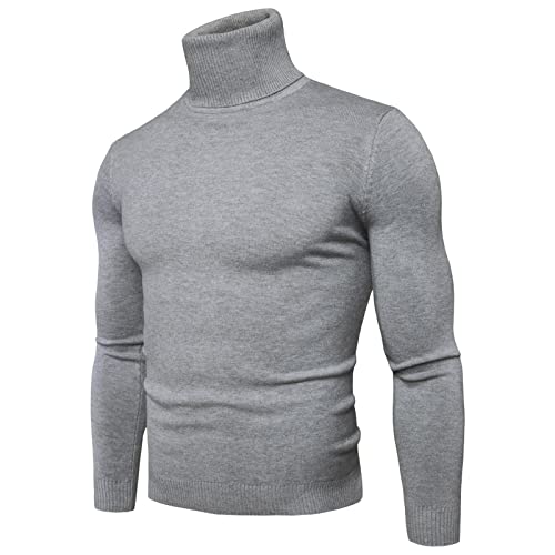 Mobanna Rollkragenpullover für Herren Slim Fit - Longsleeve Strickpullover Feinstrick Pulli Ohne Kapuze Männer Sweater Basic Rollkragenshirt Elastisch Arbeitspullover Winter Warm Sweatshirt M-3XL von Mobanna