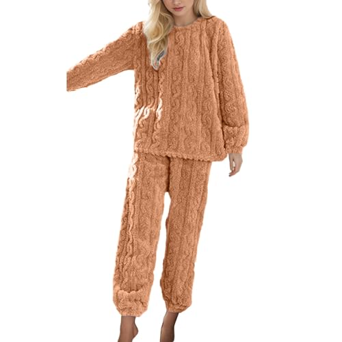 Pijamas Damen Winter, Jumpsuit Damen Fleece Warm Hausanzug Flanell Loungewear Thermo Frauen Pjs Kuschelanzug Pyjama Set Flauschig Freizeitanzug Nachtwäsche von Mobanna