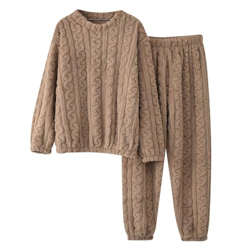 Pyjama Damen Warm, Schlafanzug Einteiler Damen Jumpsuit Damen Fleece Warm Hausanzug Flanell Loungewear Thermo Frauen Pjs Kuschelanzug Pyjama Set Flauschig Freizeitanzug Nachtwäsche von Mobanna