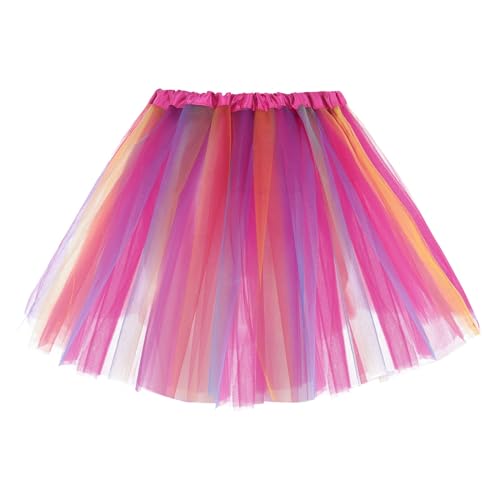 Regenbogen Tüllrock Damen 3 Lagen Ballettrock Minirock Prinzessin Tanzkleid Mädchen Tüll Tanz Röcke für Frauen Mädchen von Mobanna