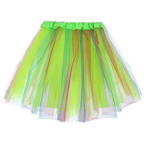 Regenbogen Tüllrock Damen 3 Lagen Ballettrock Minirock Prinzessin Tanzkleid Mädchen Tüll Tanz Röcke für Frauen Mädchen von Mobanna