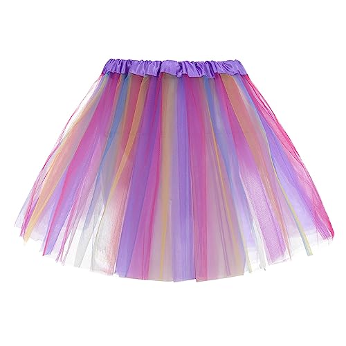 Regenbogen Tüllrock Damen 3 Lagen Ballettrock Minirock Prinzessin Tanzkleid Mädchen Tüll Tanz Röcke für Frauen Mädchen von Mobanna