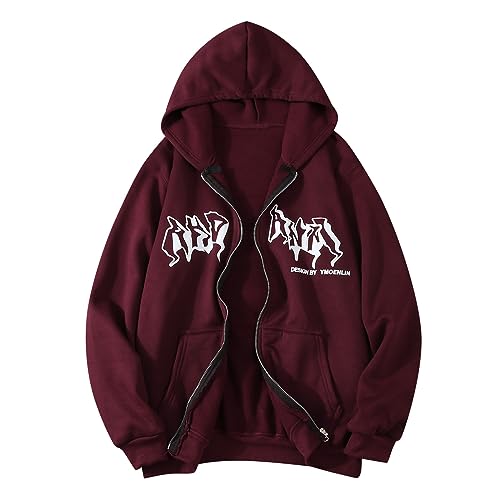 Sweatjacke Herren Zipper Hoodies Y2K Oversized Sweat Jacken Hoody Mit Kapuze Gothic Kapuzenpullover Sweatshirt Hoodie Pullover Geschenke Für Männer Jungen Herren von Mobanna