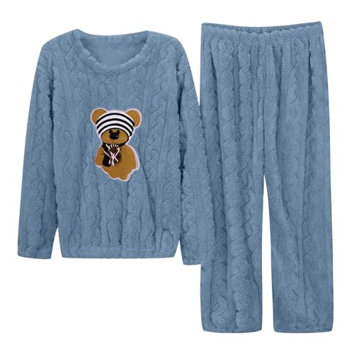 Teddy Schlafanzug Damen, Jumpsuit Damen Fleece Warm Hausanzug Flanell Loungewear Thermo Frauen Pjs Kuschelanzug Pyjama Set Flauschig Freizeitanzug Nachtwäsche Teddy Schlafanzug Damen, Jumpsuit Damen Fleece Warm Hausanzug Flanell Loungewear Thermo Frauen Pjs Kuschelanzug Pyjama Set Flauschig Freizeitanzug Nachtwäsche von Mobanna