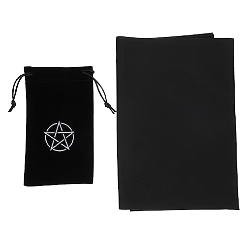 Mobestech 1 Satz Tarot-Aufbewahrungstasche 12 Konstellationen Tarot-Tasche Mit Kordelzug Wandhaken Dekorativ Tarot-wandteppich Schwarze Zierleiste Tarot-tischdecke Stoff Tapisserie Pentagon von Mobestech