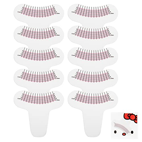 Mobestech 10 Stück Wimpernlineal Wimpernlänge Curling Grad Lineal Wimpernverlängerung Papier Patches Augenbrauen Aufkleber Schablone Guide Messwerkzeuge von Mobestech