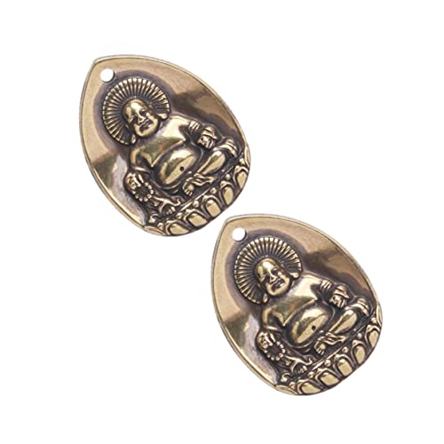 Mobestech 2 STÜCK Vintage Messing Buddha Anhänger Kleine DIY Schlüsselanhänger mit Feiner Gravur Antike Buddha Figuren Anhänger für Taschen und Deko Robustes Messing Bastelzubehör von Mobestech