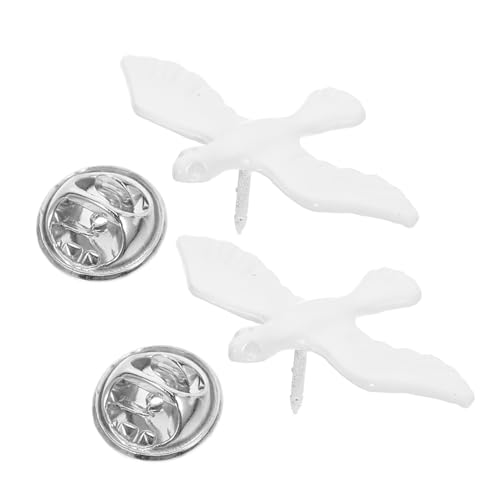 Mobestech 2 Stück Brosche Zubehör Taubenmodell Mini-Vogelfiguren Taube Figur Taubenbrosche Zinklegierung Weiß von Mobestech