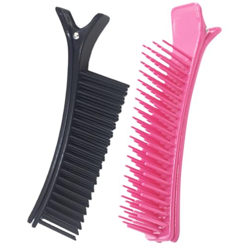 Mobestech 2 Stück Haarwurzel-Clips Für Lockiges Haar Volumen-Clips Haarspangen Lockenwickler Lockenwickler Haar-Styling-Werkzeuge Für Frauen Und Mädchen Salon Zu Hause (Schwarz + Rosa) von Mobestech