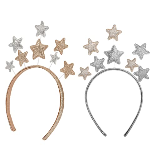 Mobestech 2st Pentagramm-stirnband Weihnachtsstirnbänder Für Frauen Star-accessoires Sterne Haarbänder Schicke Haartracht Weihnachtsstern-stirnband Für Mädchen Kind Eisen Blitz Pailletten von Mobestech