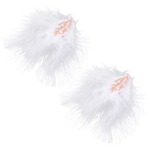 Mobestech 2st Feder Haarspange Schwanensee Kopfbedeckung Feder Haarnadeln Mädchen Kopfschmuck Haarspange Mit Kristallanhänger Elegante Federspangen Haarschmuck Südkorea Weiß Legierung Anmut von Mobestech