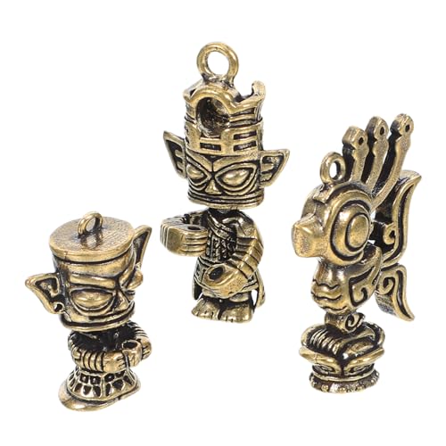 Mobestech 3stücke Sanxingdui Schlüsselanhänger Aus Vintage-anhänger Für Autoschlüssel Taschen-zubehör Retro-statuette Anhänger-ornament Für Männer Und Frauen von Mobestech