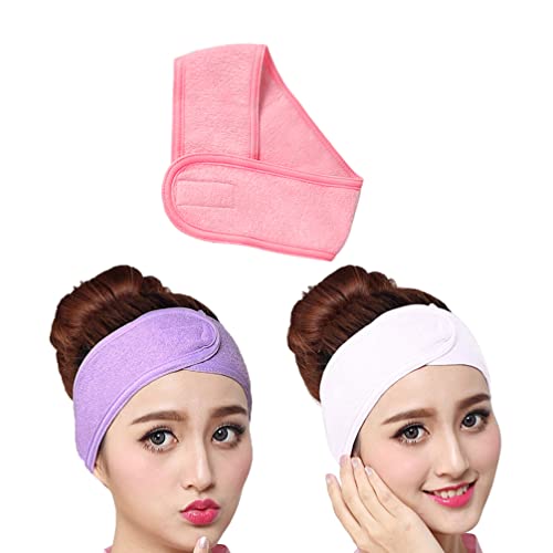 Mobestech 3stücke Spa Stirnbänder Für Verstellbare Make-up Haarbänder Weiß Und Rosa Handtuchmaterial Für Gesichtsreinigung Und Hautpflege Für Spa Und Persönliche Anwendung von Mobestech