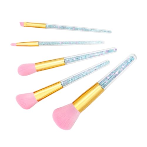 Mobestech 5-Teiliges Make-Up-Pinsel-Set Mit Kristallgriff Kristall-Transparenter Griff Puder-Grundierungspinsel Make-Up-Pinsel-Set Concealer Lidschatten Eyeliner Augenbrauenpinsel (Blau) von Mobestech