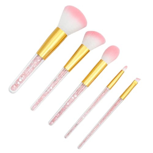 Mobestech 5-Teiliges Make-Up-Pinsel-Set Mit Kristallgriff Kristall-Transparenter Griff Puder-Grundierungspinsel Make-Up-Pinsel-Set Concealer Lidschatten Eyeliner Augenbrauenpinsel (Rosa-1) von Mobestech