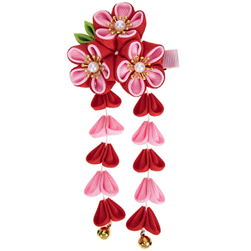 Mobestech Hanfu-haarschmuck Kimono-blumen-haarspange Florales Haarstäbchen Haarclip-quaste Im Japanischen Stil Quasten Haarspangen Haarspangen Pflaumenhaar Stoff Doppel Team Mädchen Mini von Mobestech