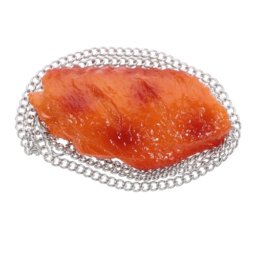 Mobestech Echtes Hühnerflügel Halskette Kreative Fake Food Anhänger Material Stylisches Hip Hop Kostüm Zubehör Einzigartige Halskette für Partys und Besondere Anlässe von Mobestech