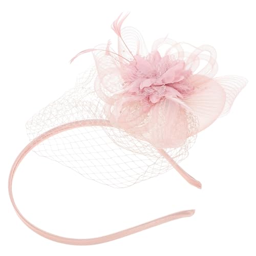 Mobestech Feder Haarspange Hut Der Hochzeitsschleier Fascinator-hüte Fascinators Für Frauen-teeparty Tea-party Fascinators Plumage- Fascinators Stirnband Mesh Das Foto Rosa Braut Damen von Mobestech