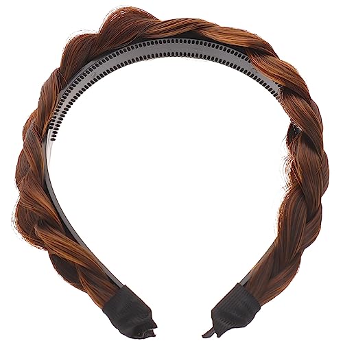 Mobestech Geflochtenes Stirnband Haarspange Mit Zähnen Zopf-Haarband Haarreifen Geflochtenes Haarband Mit Kamm Zopf-Stirnband Synthetik-Stirnband Haarteil Für Damen Und Mädchen (Hellbraun) von Mobestech