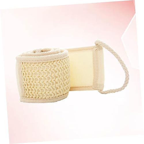 Mobestech Natürlicher Baumwolle Leinen Rückenschrubber Langes Duschhandtuch Peeling Badetuch mit Extra Langen Streifen für Gründliche Hautreinigung und Entspannendes Duscherlebnis Beige von Mobestech