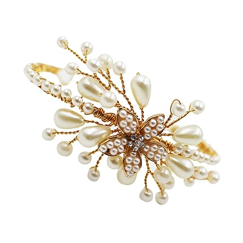 Mobestech Perlen Armband für Braut Hochzeit Wristband Schmuck Damen Hochzeitsdeko Handgelenk Brautjungfer Blumenmädchen Accessoire Weiß von Mobestech