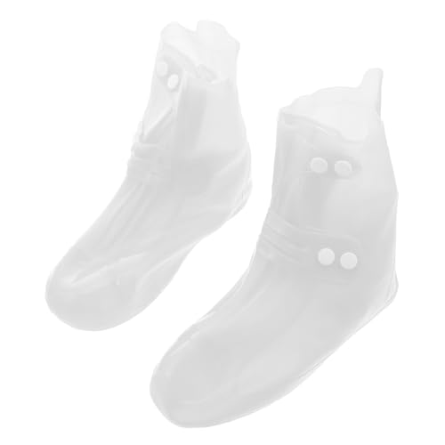 Mobestech rutschfeste Dicke Verschleißfeste PVC schuhüberzüge mit Knopfverschluss Wiederverwendbar Schmutz Schneeabweisend als Schuhschutz bei Regen für Damen Schuhgröße von Mobestech