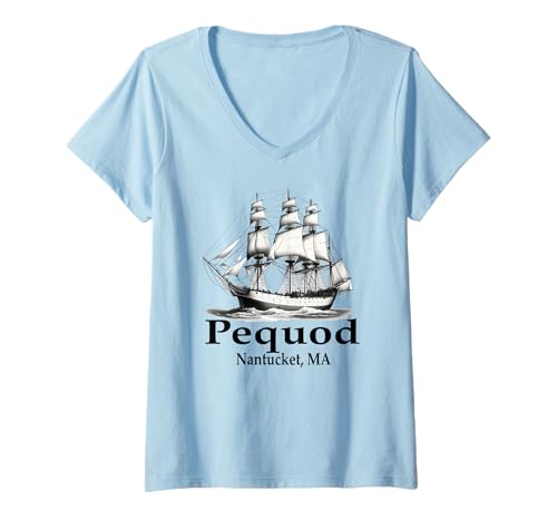 Damen Pequod Schiff T-Shirt mit V-Ausschnitt Damen Pequod Schiff T-Shirt mit V-Ausschnitt von Moby Dick Whaling Boat & Vessel