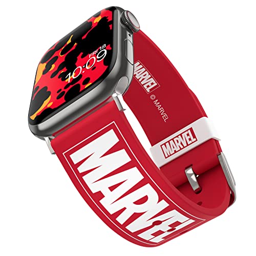 MARVEL - Logo Smartwatch Armband - Offiziell lizenziert, kompatibel mit jeder Größe und Serie der Apple Watch (Uhr nicht enthalten) von MobyFox