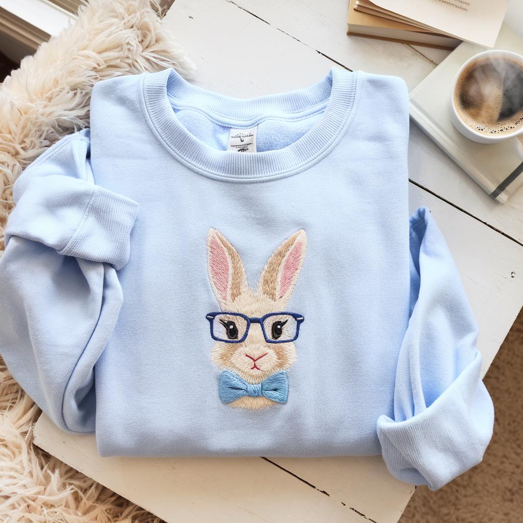 Gesticktes Niedliches Osterhasen Kleinkind Sweatshirt, Osterkaninchen Shirt, Hoodie, Ostern Geschenk Für Mama, Kinder Sweatshirt von MocMienArt